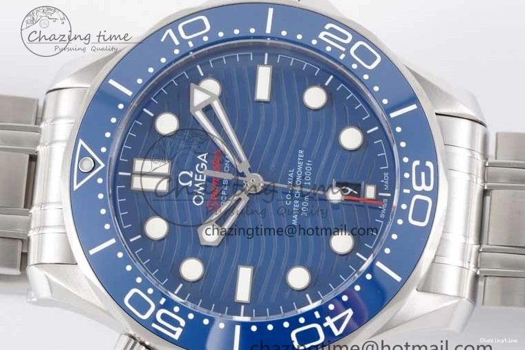 0201 Seamaster Diver 300M SS Blue Ceramic Bezel JVSF 1:1 Best Edition Blue Dial on SS Bracelet A SportInspired 7792